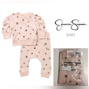 🆕JESSICA SIMPSON BABY - 6/9M - NWT - 2PC PINK FLORAL OUTFIT